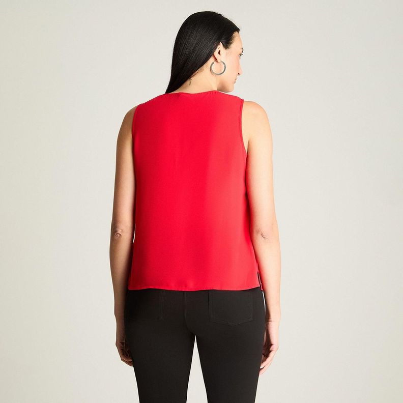 Blusa Sin Mangas Con Capas Rojo-1