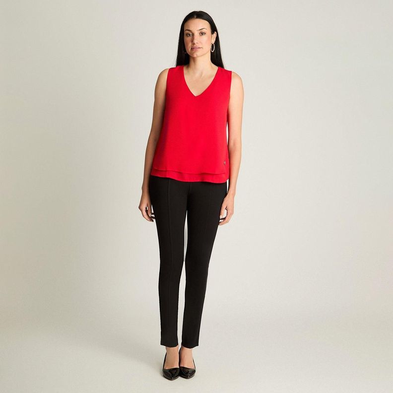 Blusa Sin Mangas Con Capas Rojo-3