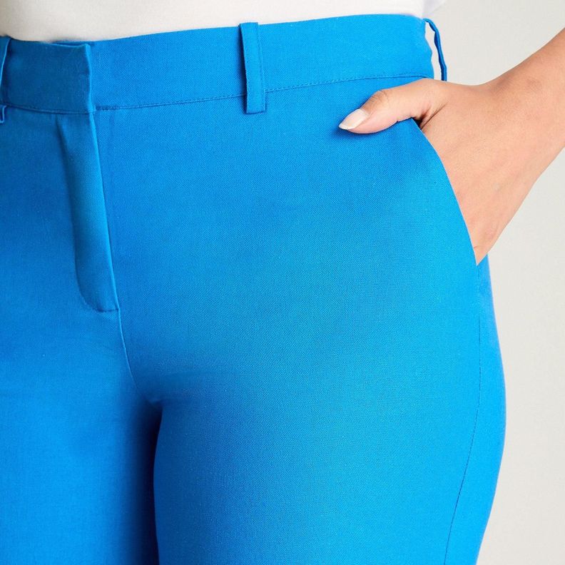 Pantalón Formal Palazzo Con Botón Oculto Celeste-2