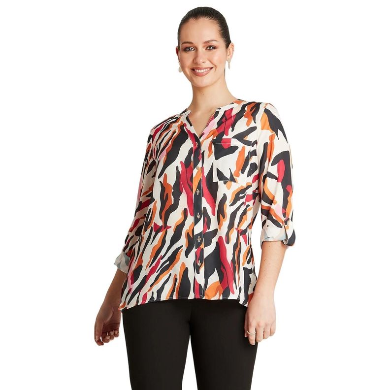 Blusa Tipo Blusón Abotonado Fucsia-0