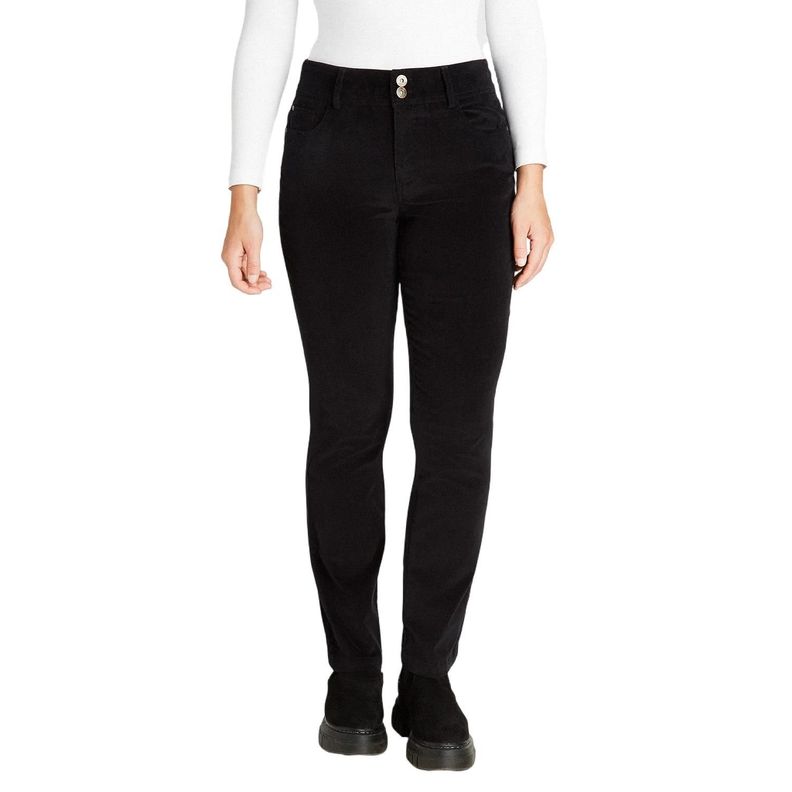 Pantalón De Cotele Con Push Up y 2 Botones Negro-0