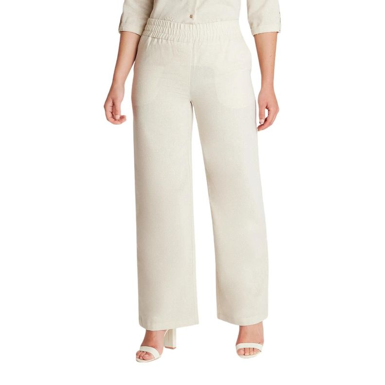Pantalón Formal Beige Palazzo-0