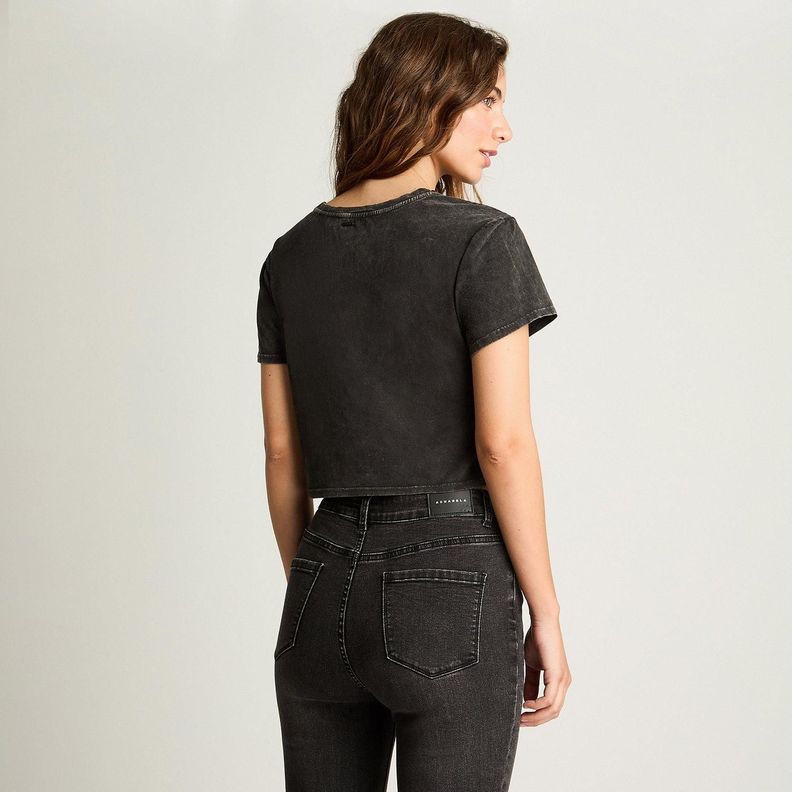 Polera Crop Manga Corta Acid Wash Gris-1