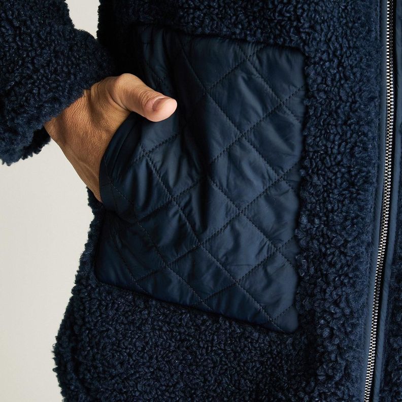 Polerón Sherpa Bondeado En Suede Dos Bolsillos Quilted Azul-1