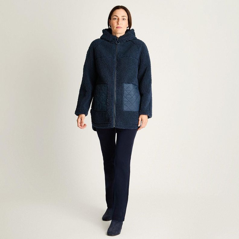 Polerón Sherpa Bondeado En Suede Dos Bolsillos Quilted Azul-2