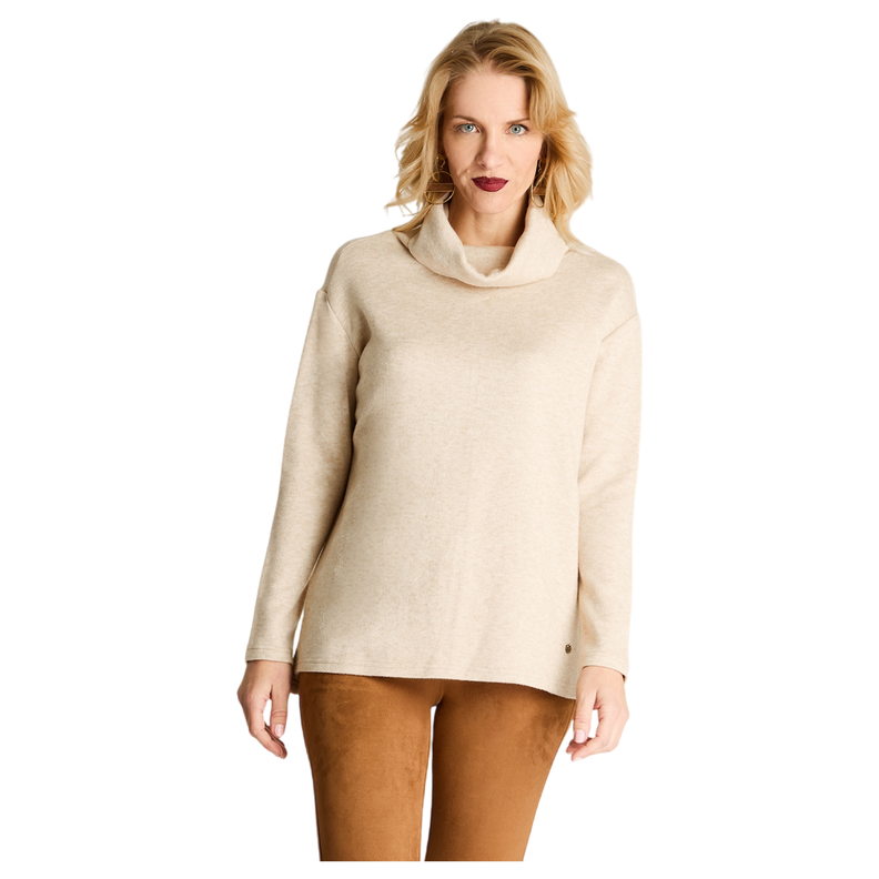 Tejido Manga Larga Cuello Bote Beige-4