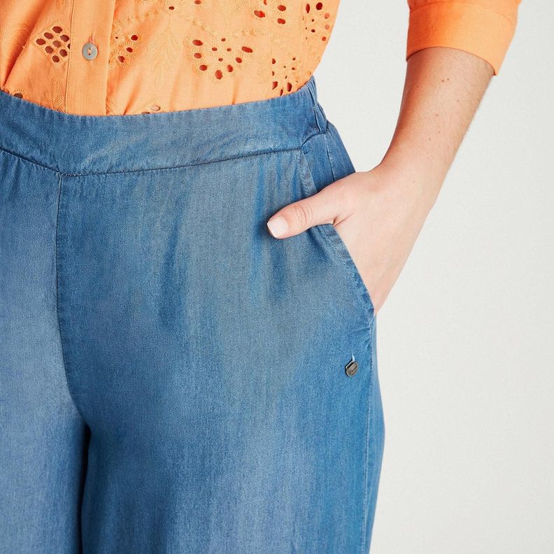 Pantalón Sport Azul Medio Pierna Ancha-2