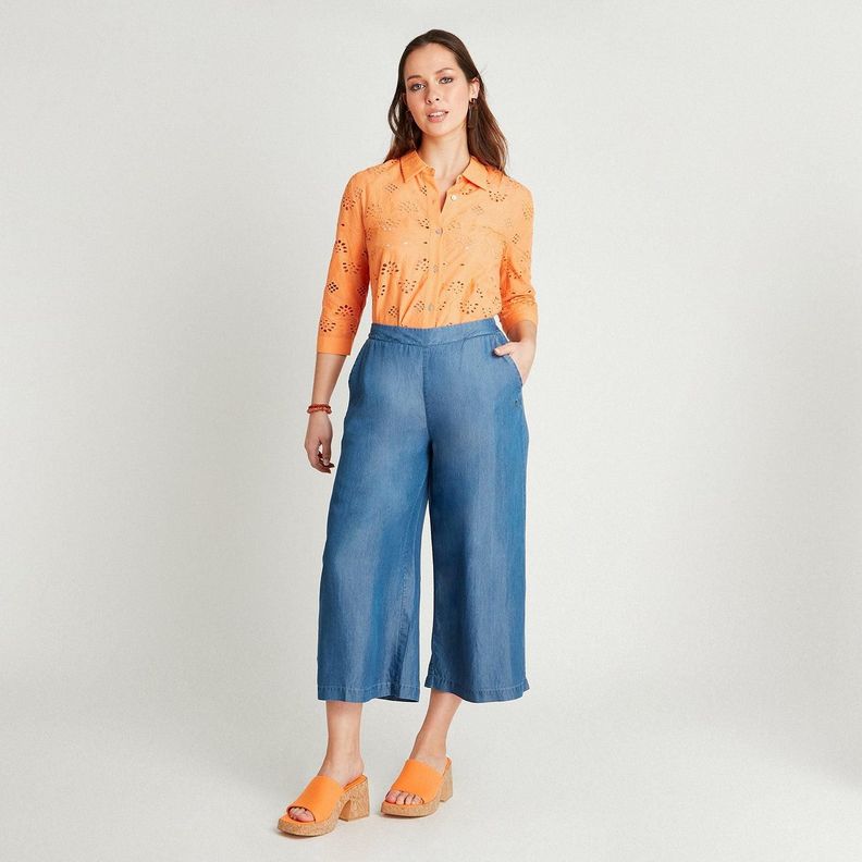 Pantalón Sport Azul Medio Pierna Ancha-3