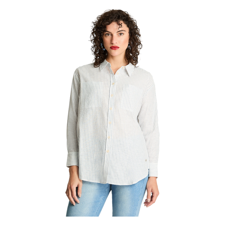 Blusa Manga Larga Rayada Con Lurex Celeste-0