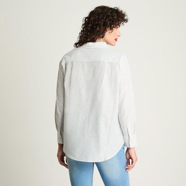 Blusa Manga Larga Rayada Con Lurex Celeste-1