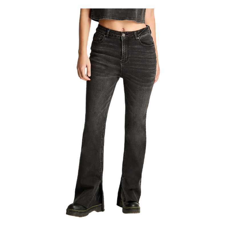 Jeans Flare Desgastado Negro-0