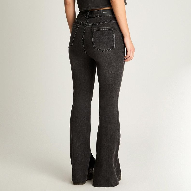 Jeans Flare Desgastado Negro-1