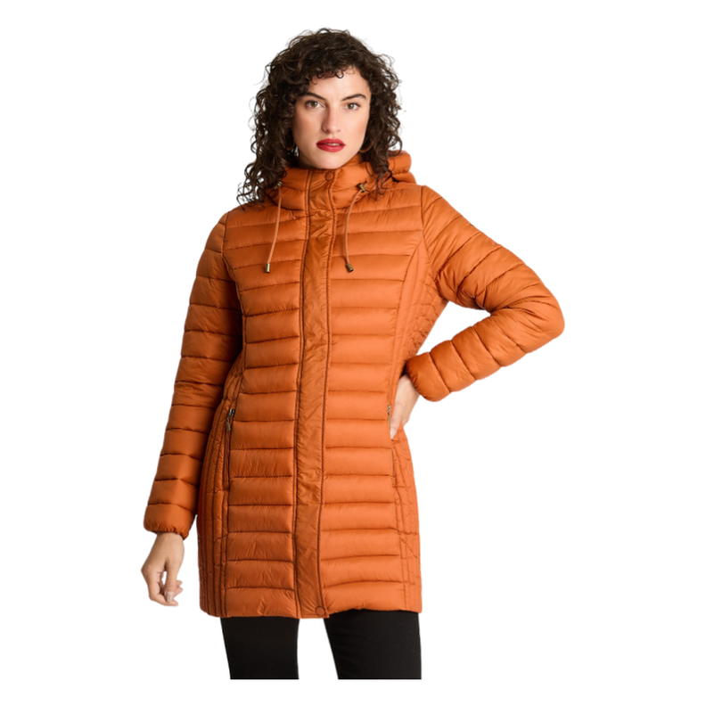 Parka Manga Larga Basica Larga Terracota-0