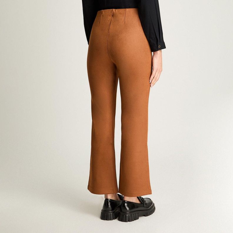 Calza Suede Mini Flare Camel-1