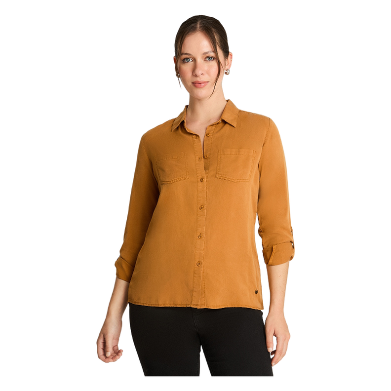Blusa Manga Larga Lyocel Color Mostaza-0