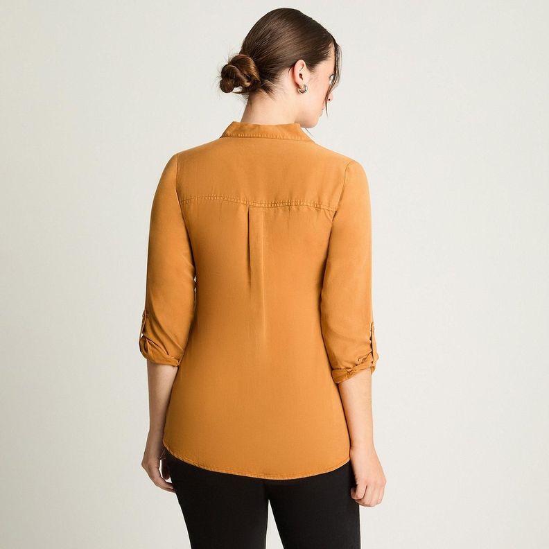 Blusa Manga Larga Lyocel Color Mostaza-1