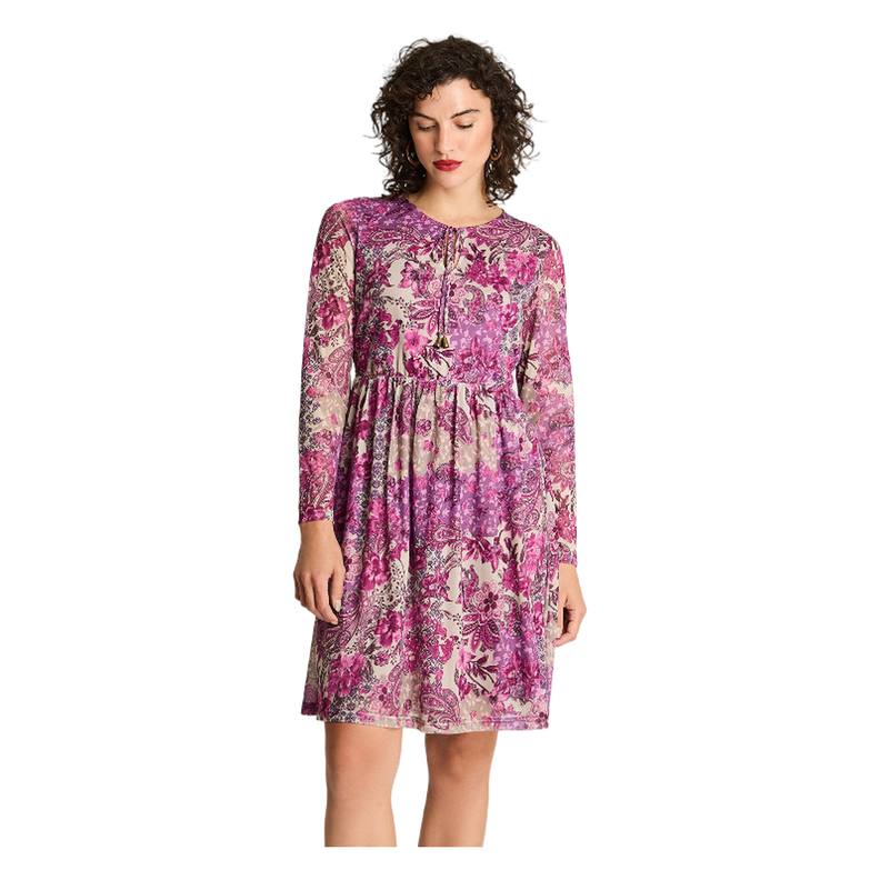 Vestido Print Mesh Magenta-0