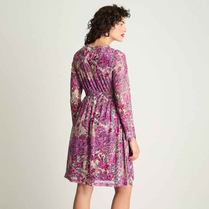 Vestido Print Mesh Magenta-1