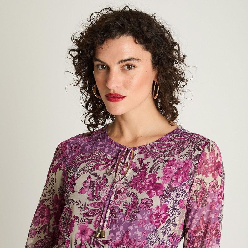 Vestido Print Mesh Magenta-2