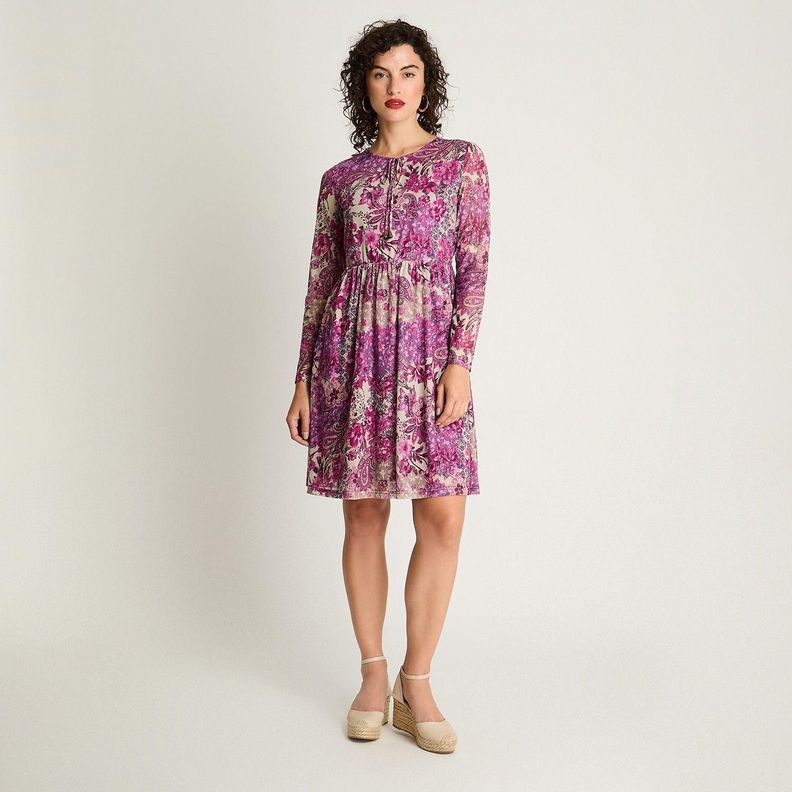 Vestido Print Mesh Magenta-3