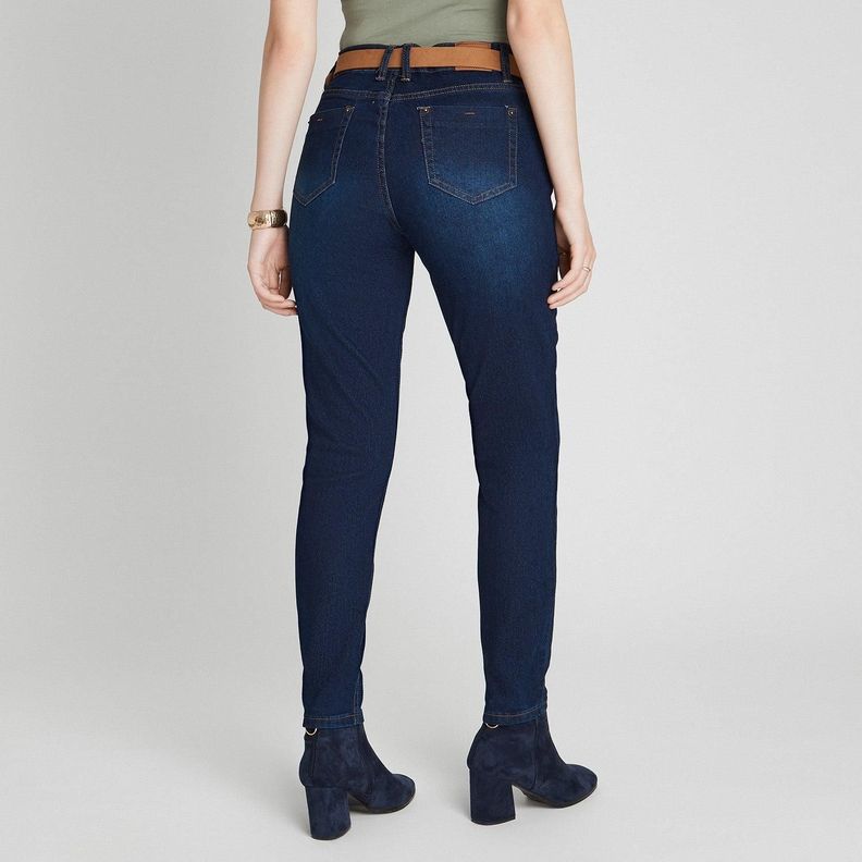 Skinny Jeans Azul Oscuro Con Cinturon-1