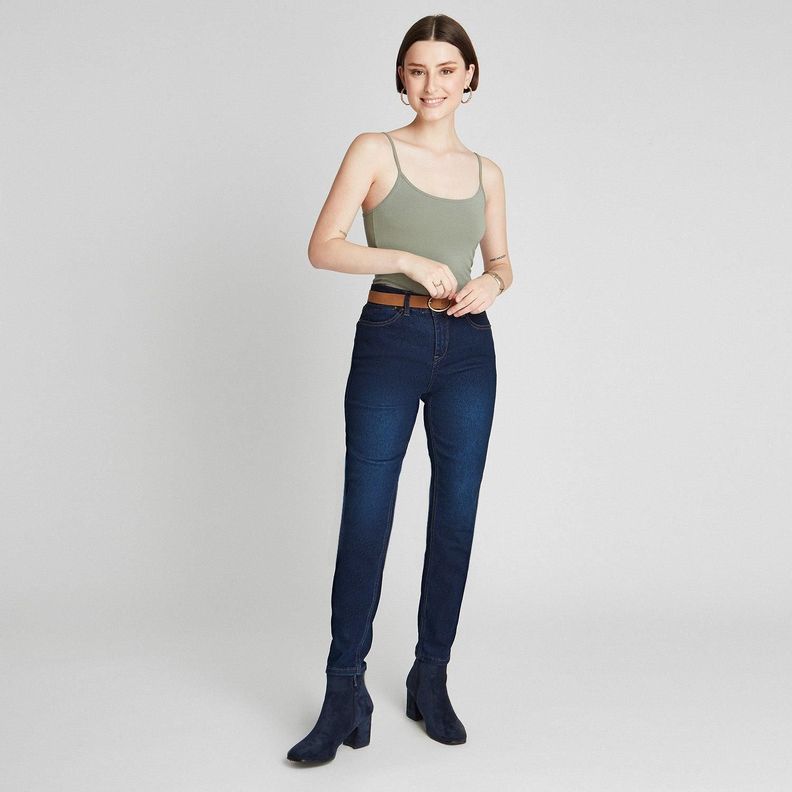 Skinny Jeans Azul Oscuro Con Cinturon-3