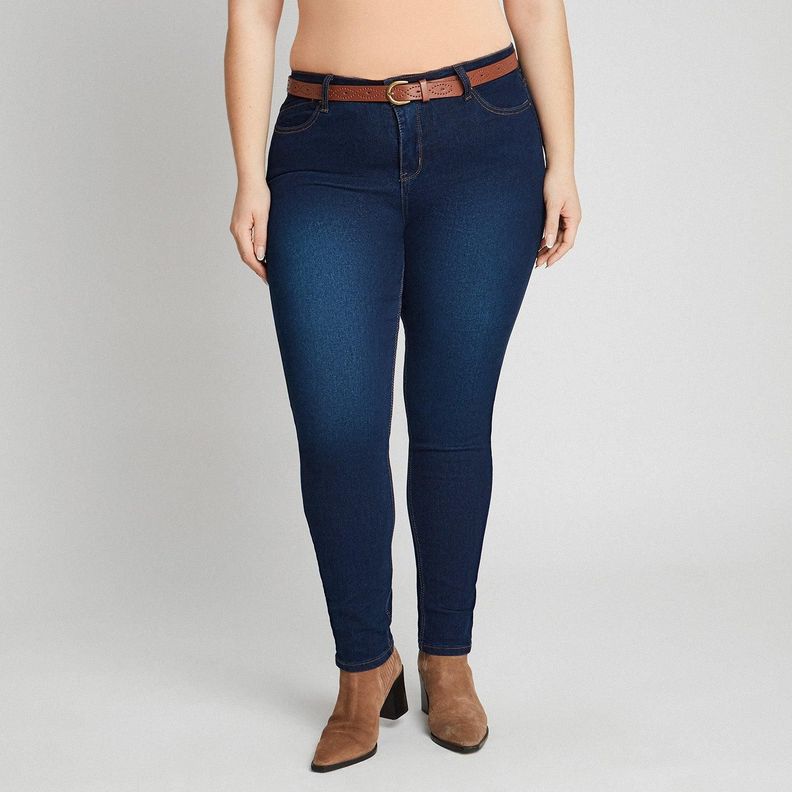 Skinny Jeans Azul Oscuro Con Cinturon-4