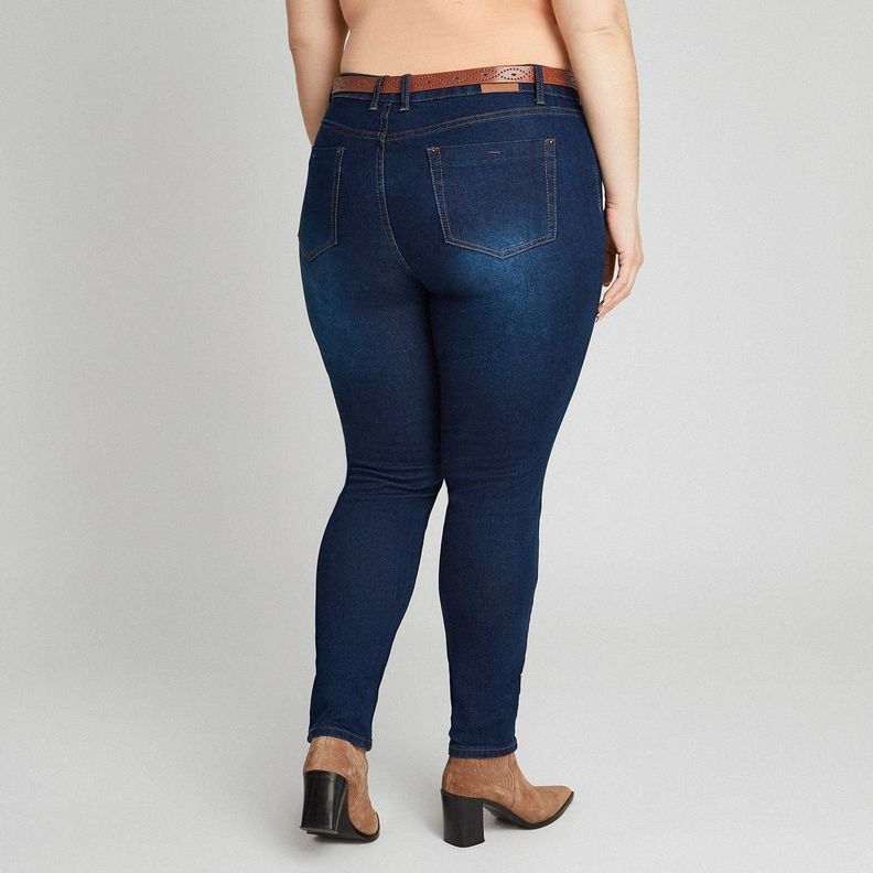 Skinny Jeans Azul Oscuro Con Cinturon-5