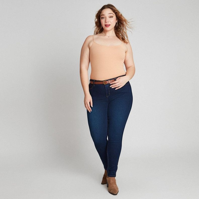 Skinny Jeans Azul Oscuro Con Cinturon-7