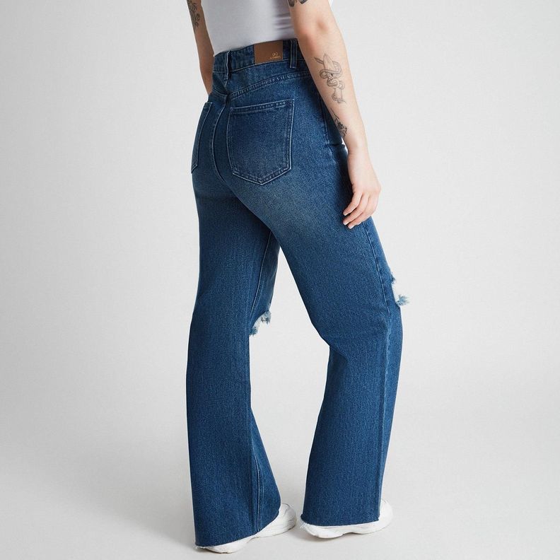 Jeans Con Destroyed En Rodillas-1