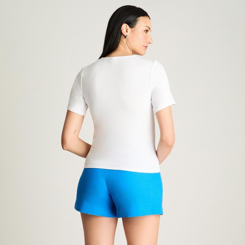 Polera Manga Corta Con Cut Out Blanco-1