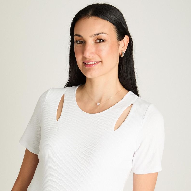 Polera Manga Corta Con Cut Out Blanco-2