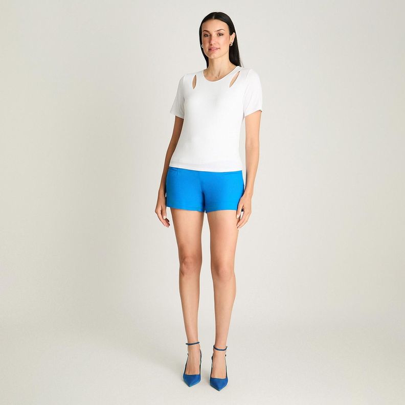 Polera Manga Corta Con Cut Out Blanco-3