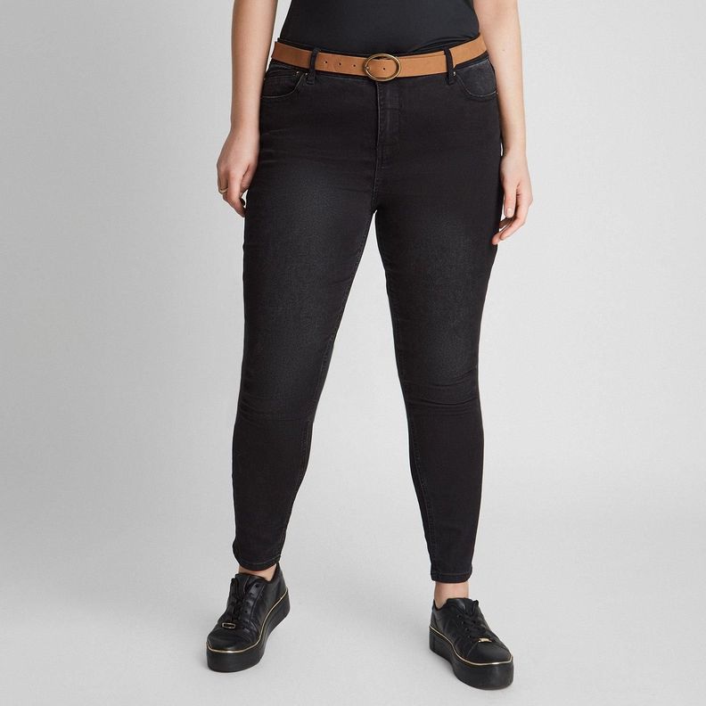 Skinny Jeans Negro Con Cinturón-4