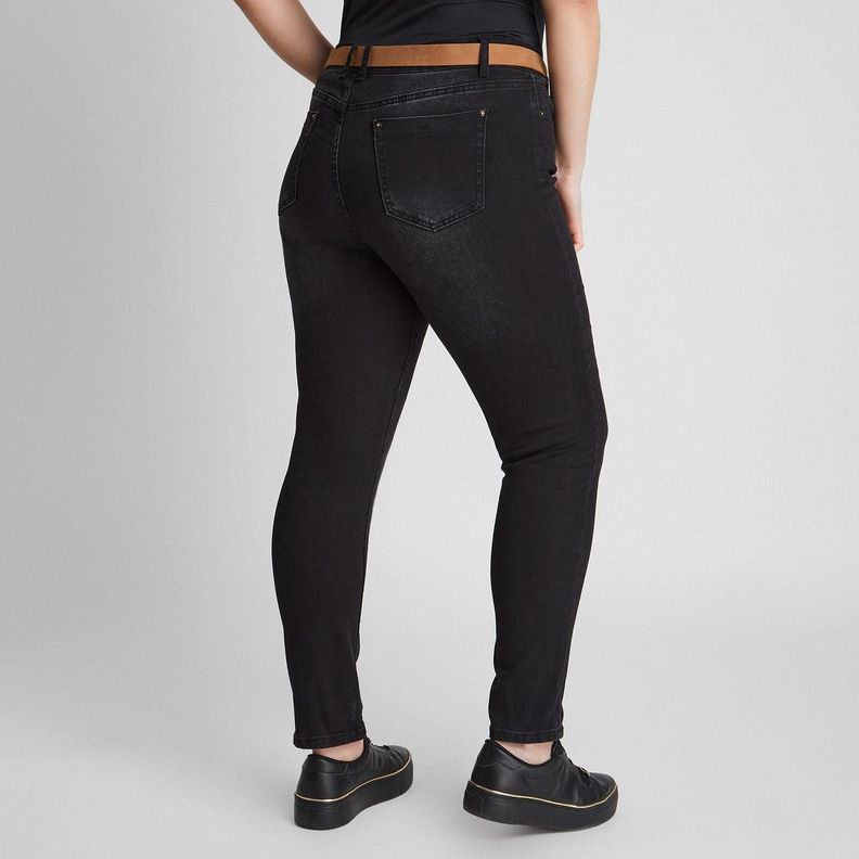 Skinny Jeans Negro Con Cinturón-5