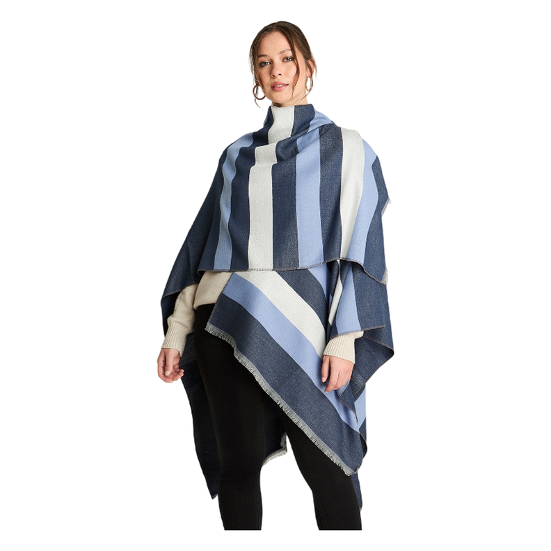 Poncho Tejido Bloques Azul-0