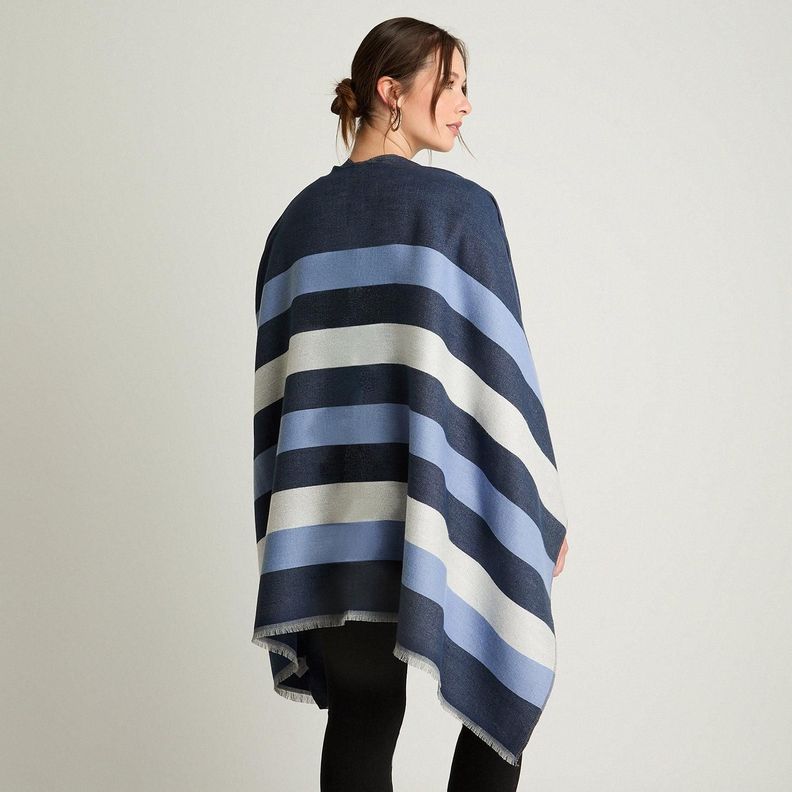 Poncho Tejido Bloques Azul-1