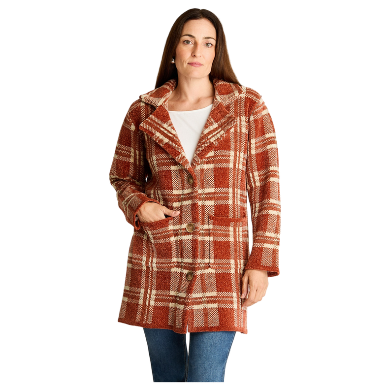 Abrigo Tejido Chenille Con Bolsillos Camel-4