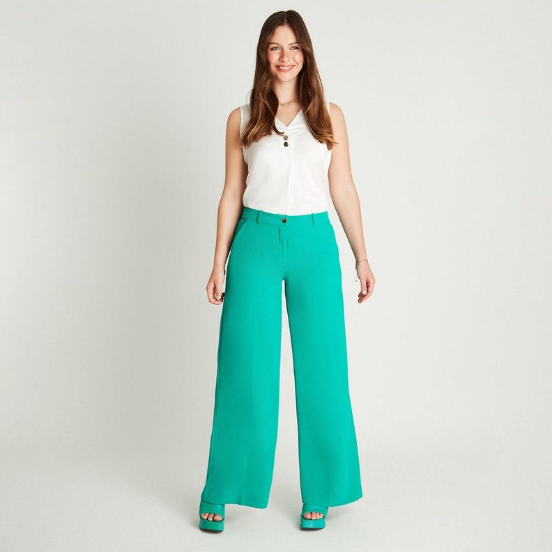 Pantalón Formal Verde Palazzo-3