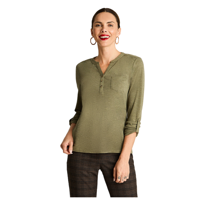 Polera Manga Larga Cuello Mao Verde-0
