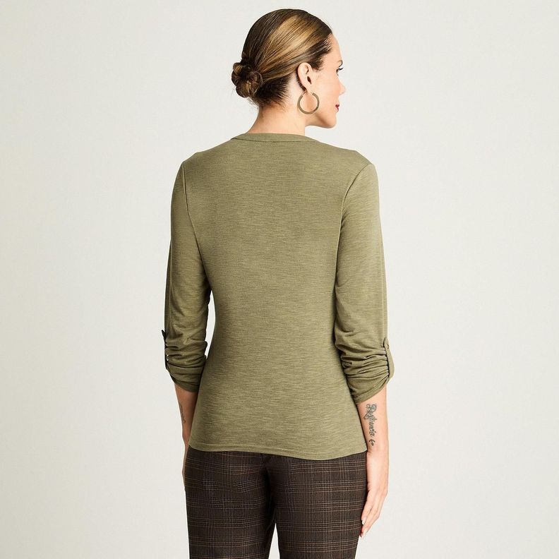 Polera Manga Larga Cuello Mao Verde-1