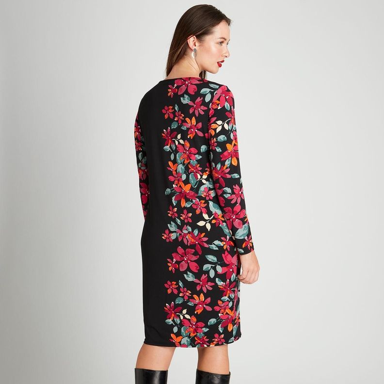 Vestido Midi Manga Larga Negro-1