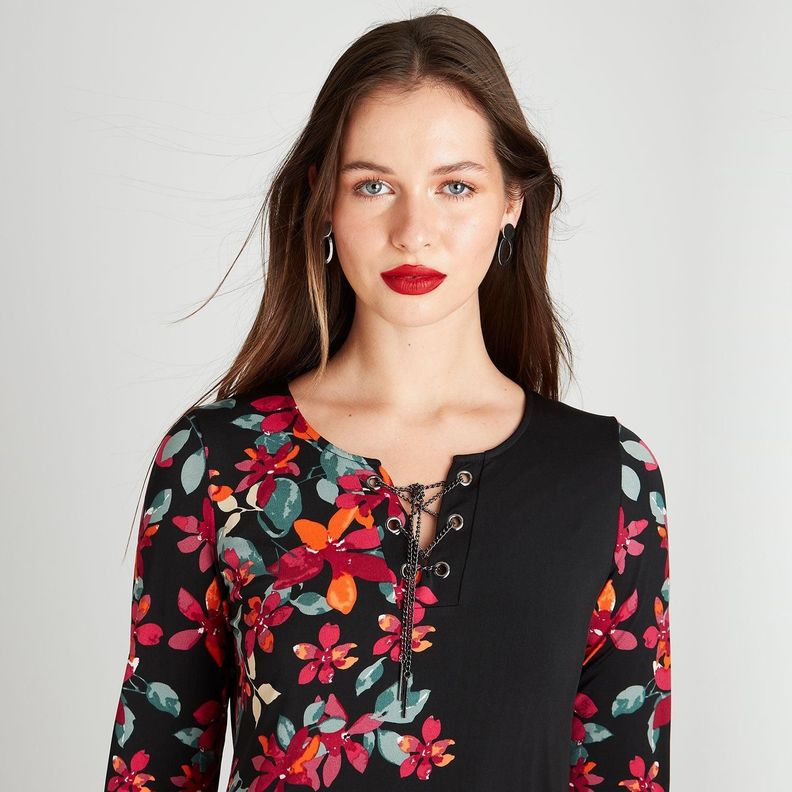Vestido Midi Manga Larga Negro-2