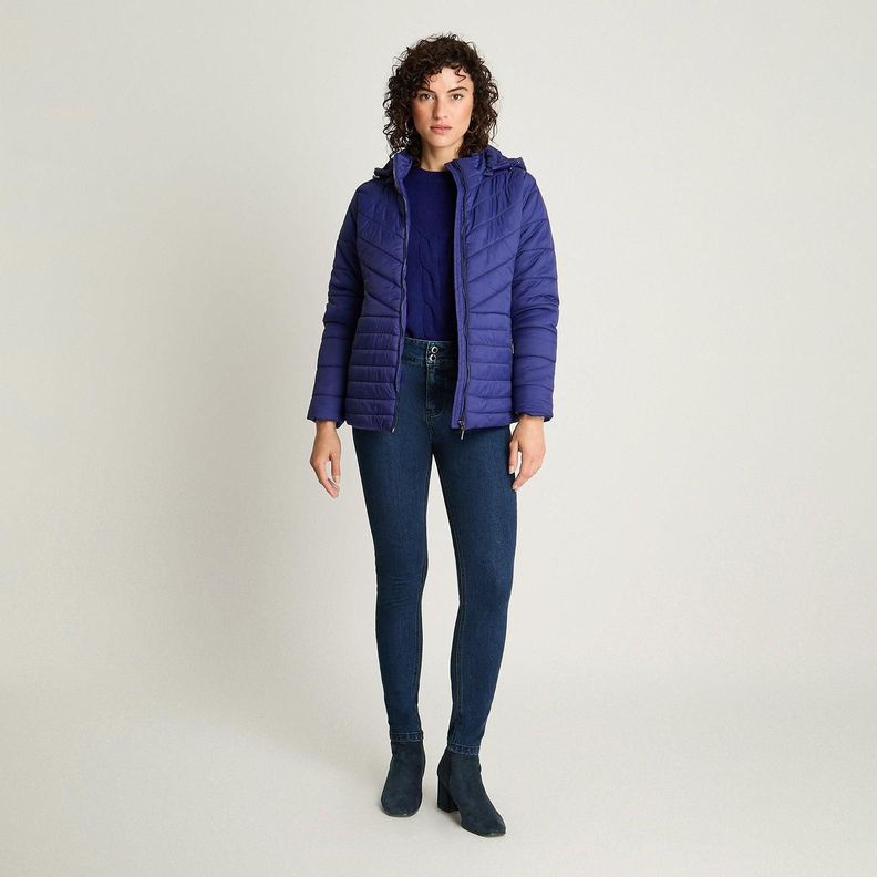 Parka Corta Manga Larga Gruesa Azul-3