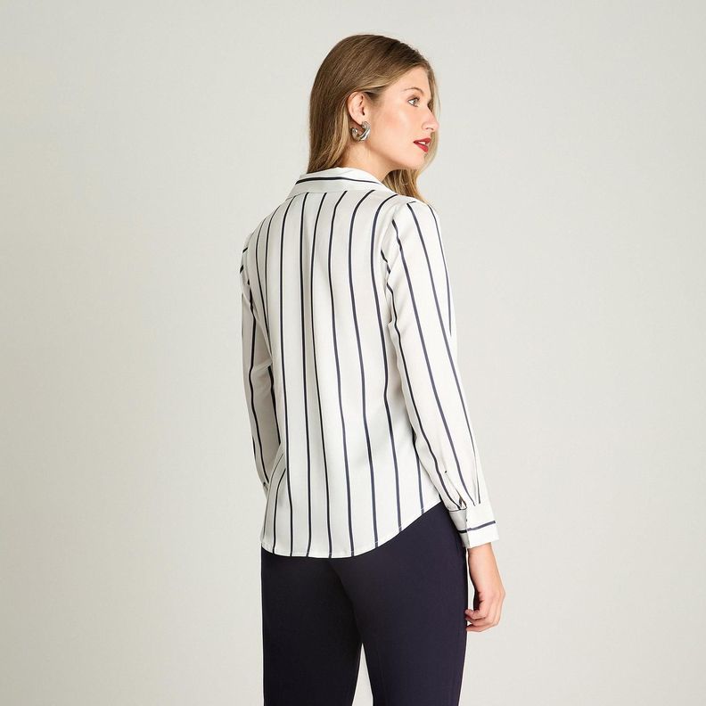 Blusa Manga Larga Satin Camisera Crudo-1