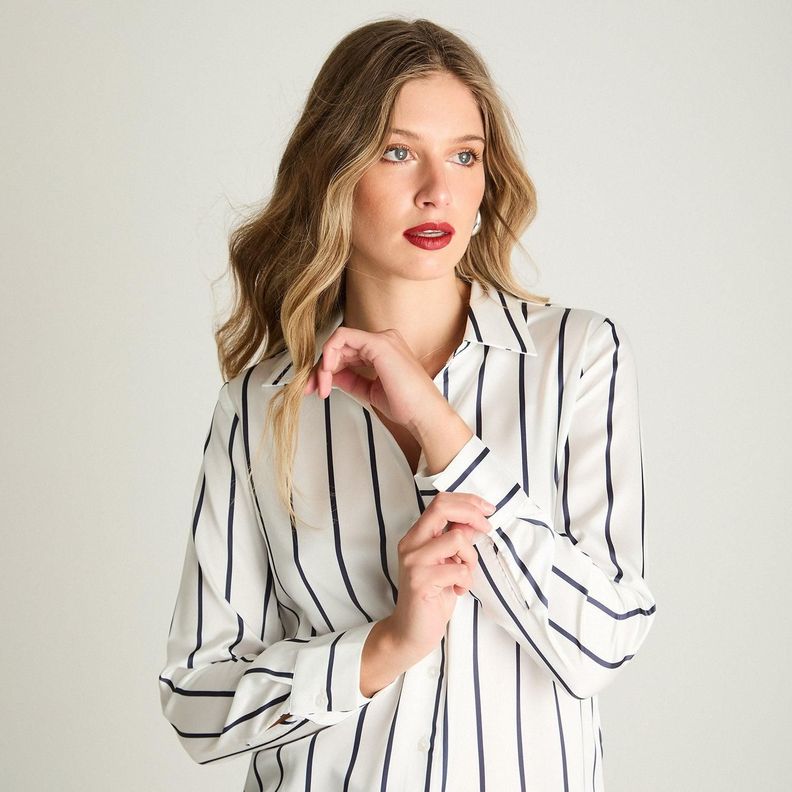 Blusa Manga Larga Satin Camisera Crudo-2