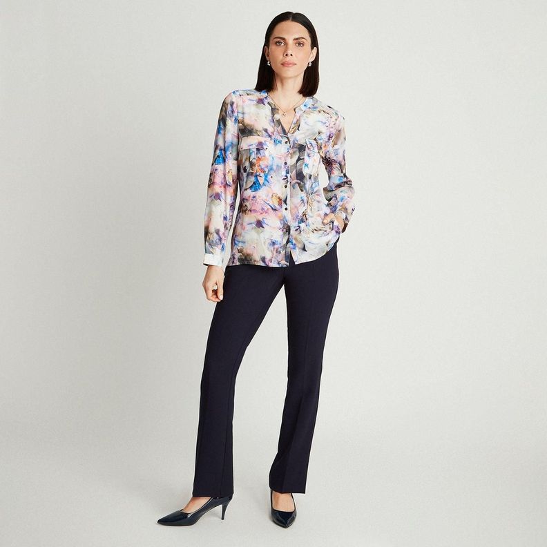 Blusa Lila Manga Larga Estampado Cuello Mao-3