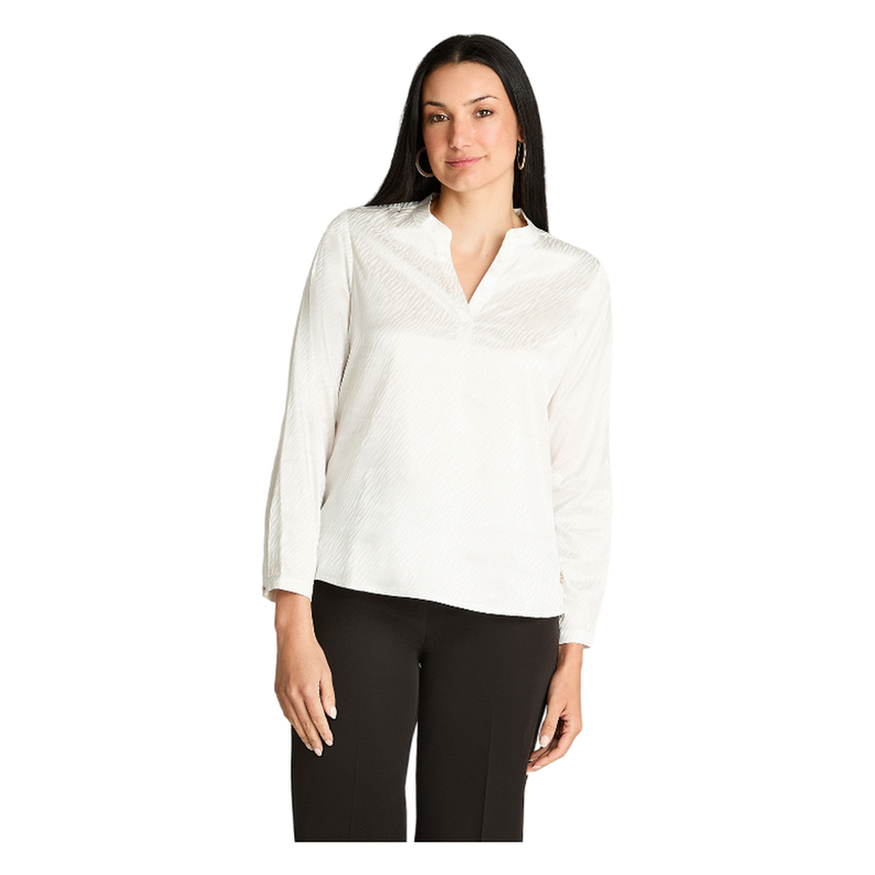 Blusa Satin Escote Mao Manga Larga Crudo-0