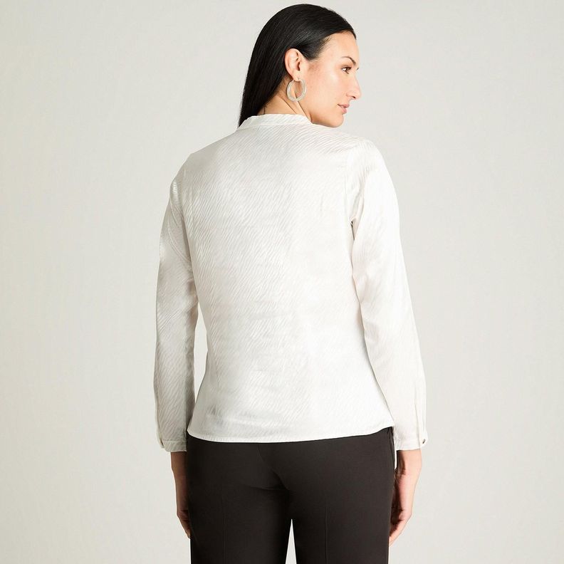 Blusa Satin Escote Mao Manga Larga Crudo-1