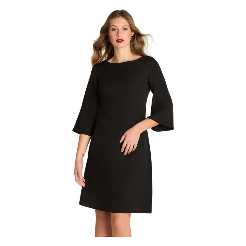 Vestido Manga 3/4 Escote V Negro-0